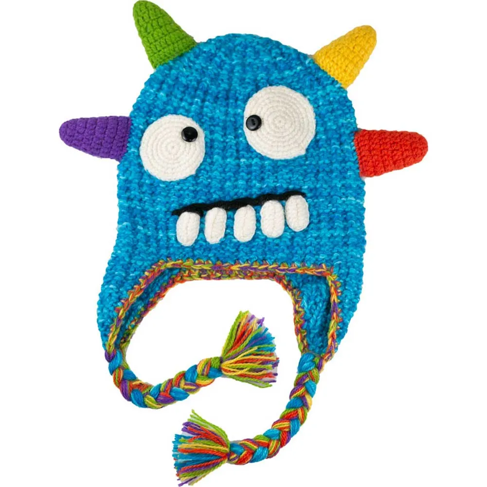 Fun Hand Knit Kids Monster Hat -Spike