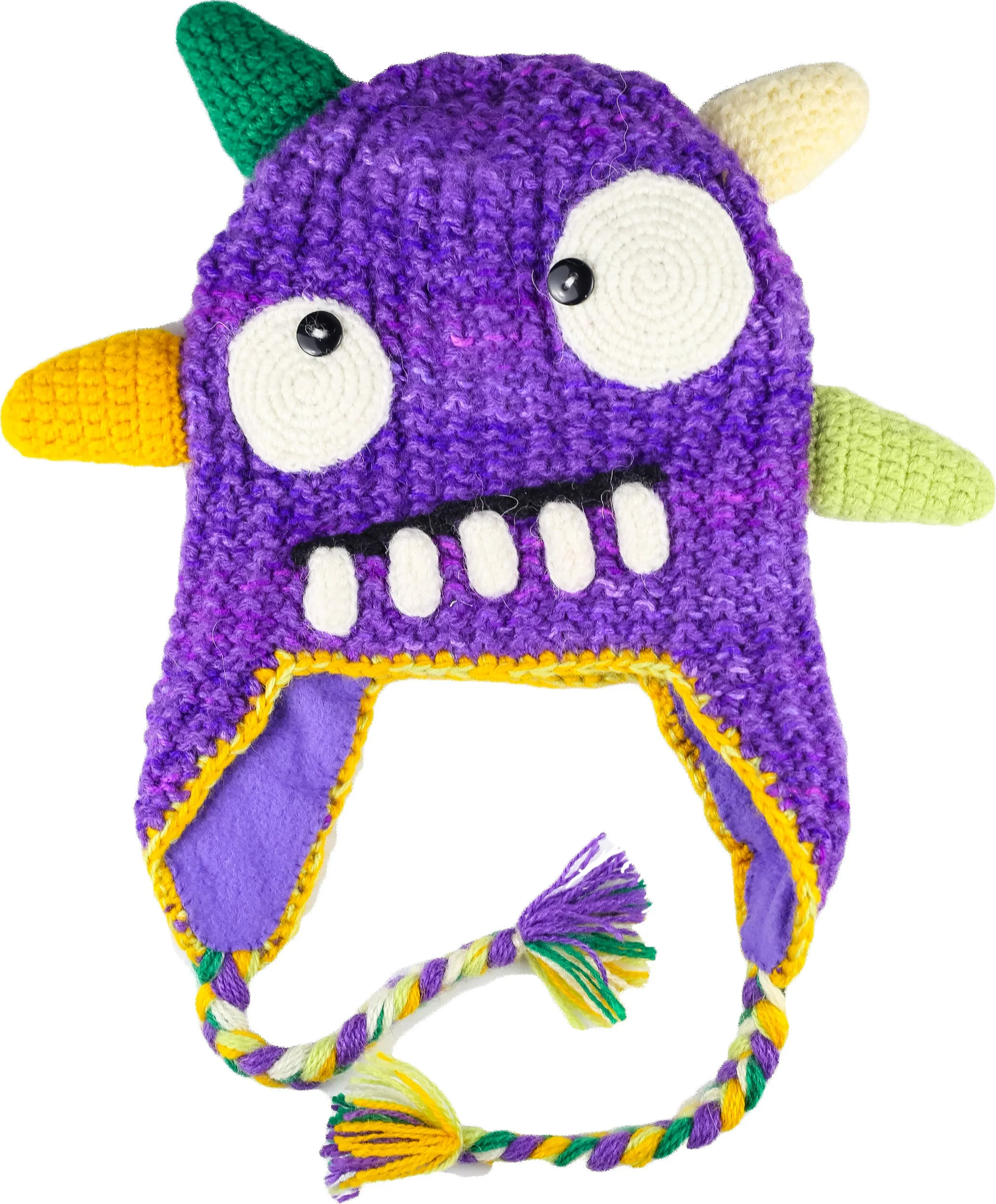 Fun Hand Knit Kids Monster Hat -Spike