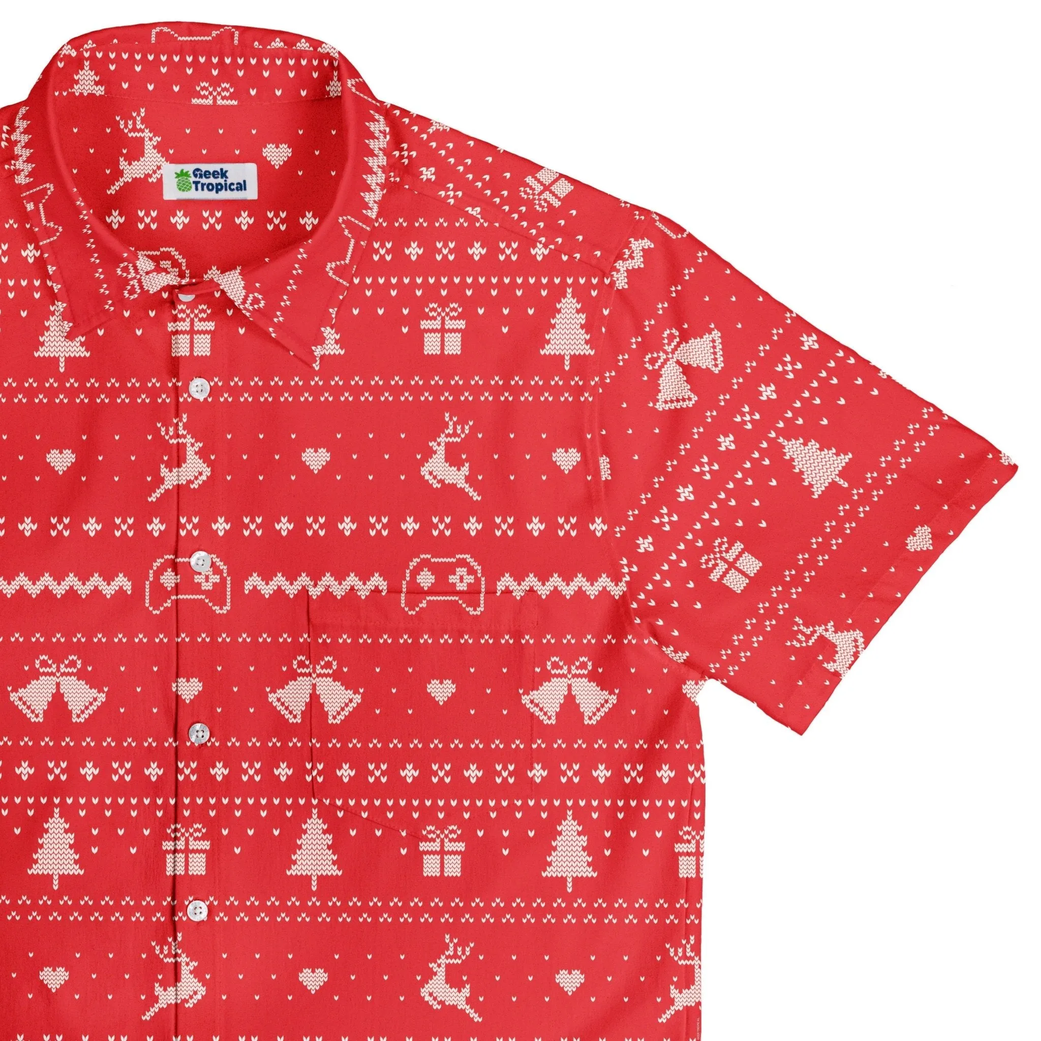 Gamer Christmas Sweater Button Up Shirt