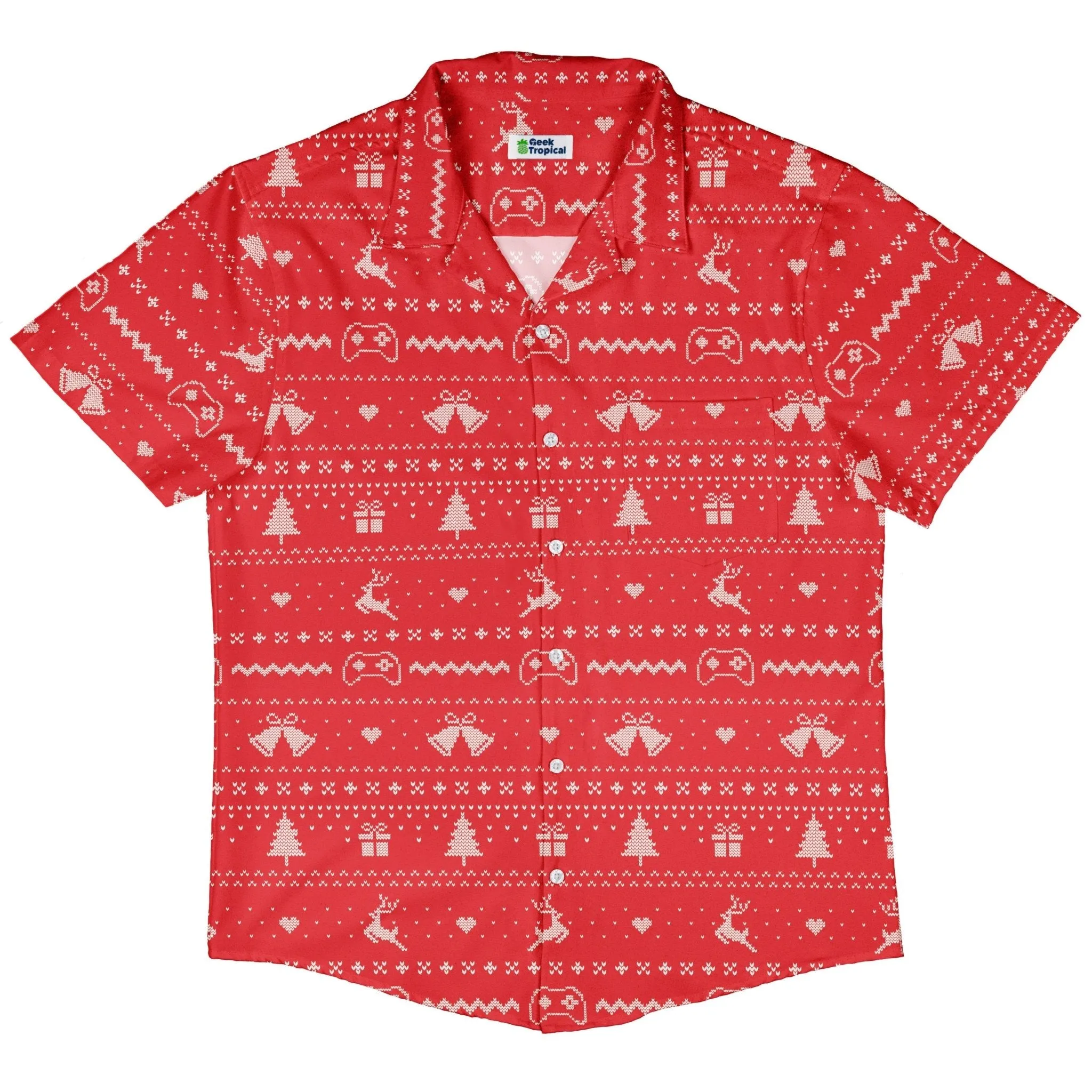 Gamer Christmas Sweater Button Up Shirt