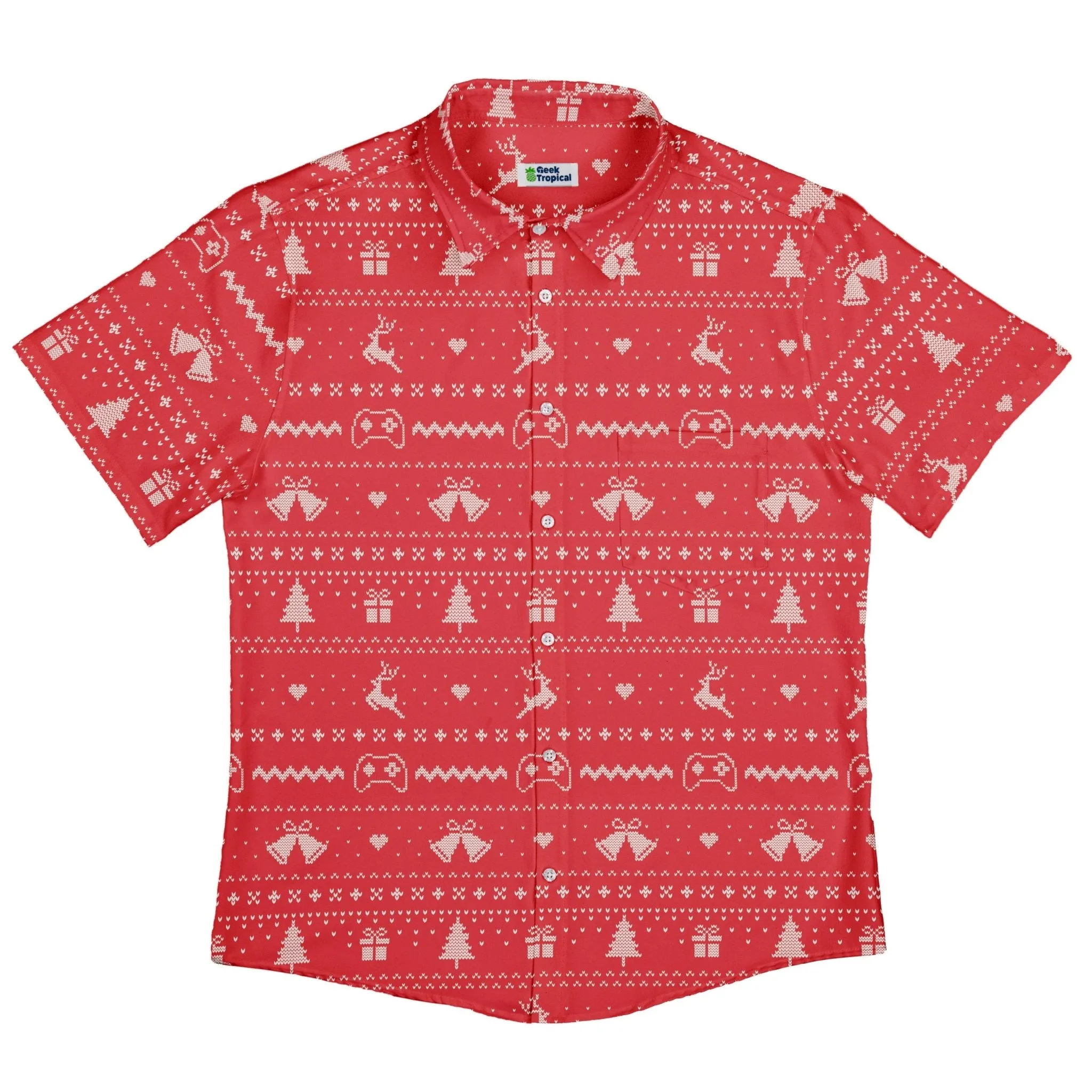 Gamer Christmas Sweater Button Up Shirt