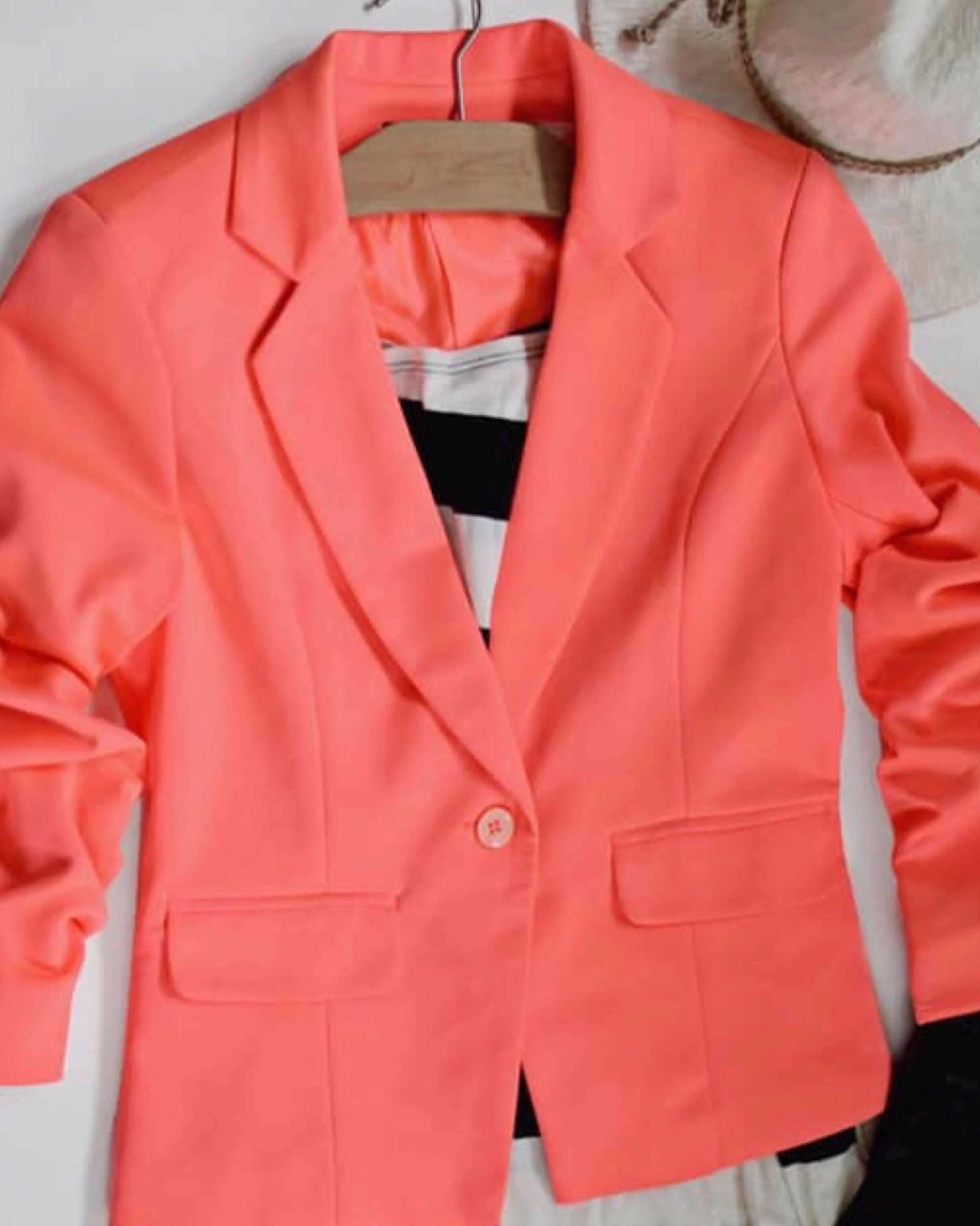 Give Me Ruched Neon Pink Blazer