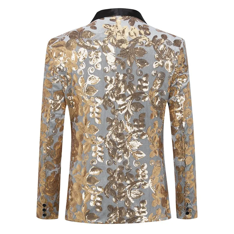 Gold Sequin Blazer Slim Fit Blazer Dance Party Jacket