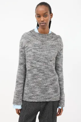 Grey & Multi Speckled Wool Mock Neck Sweater