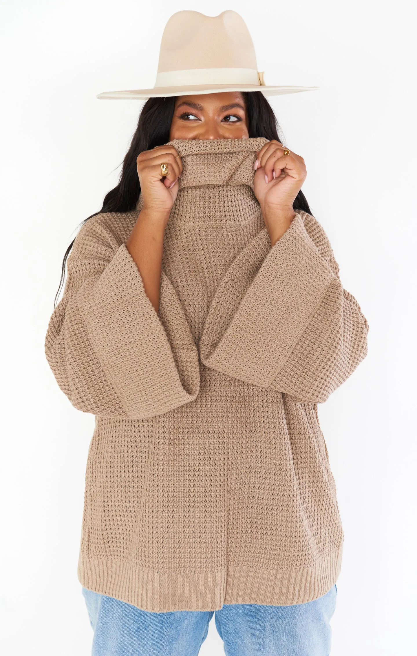 Hicks Sweater ~ Taupe Waffle Knit