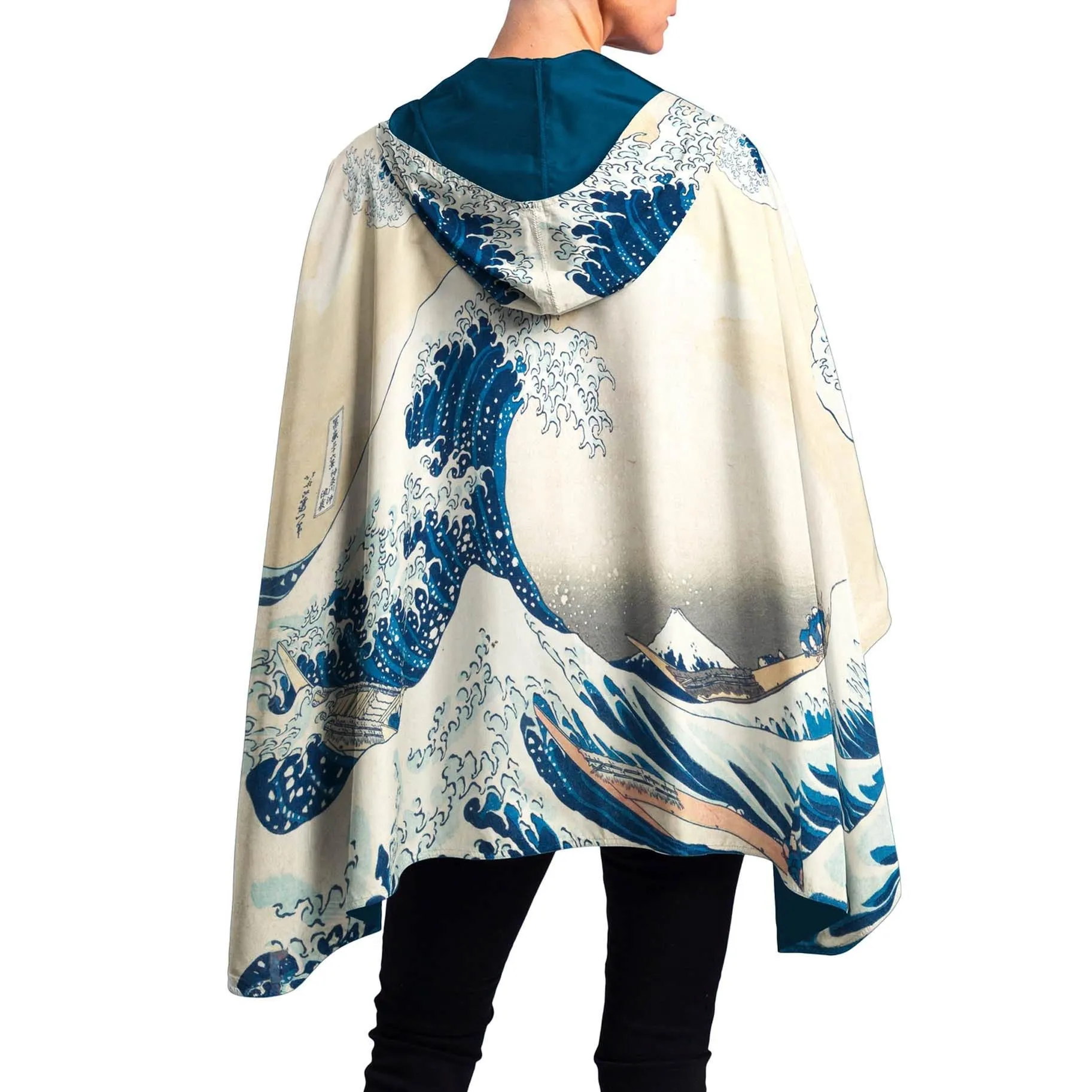 Hokusai The Great Wave Womens Rain Cape - Rainproof Breathable Rain Poncho