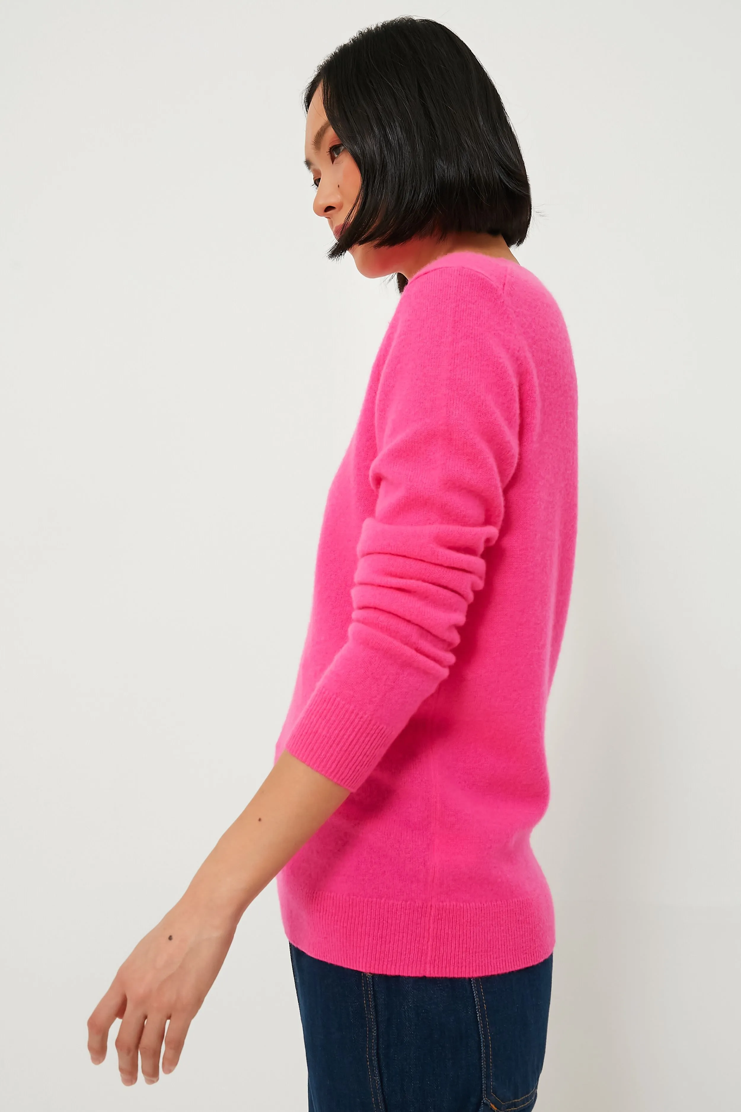 Hot Pink Cashmere Crewneck Sweater