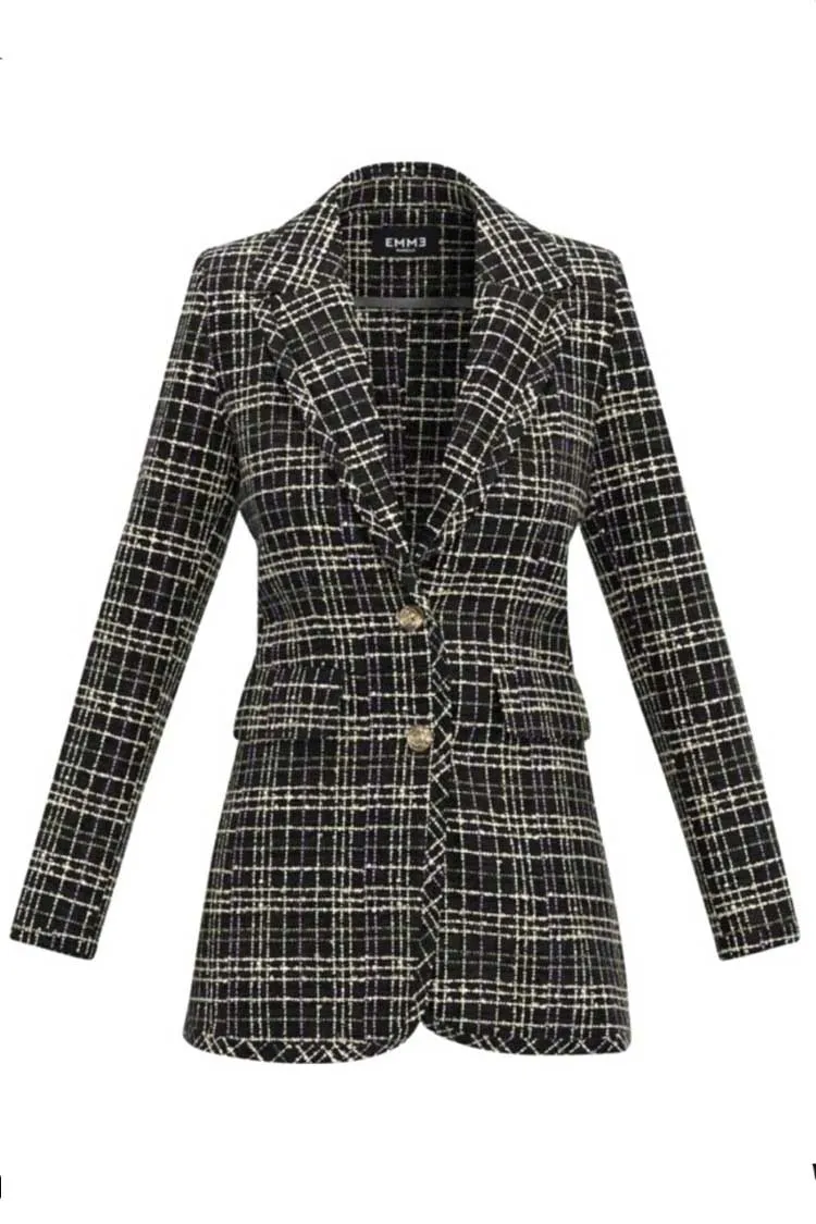 Iarda Check Blazer in Black