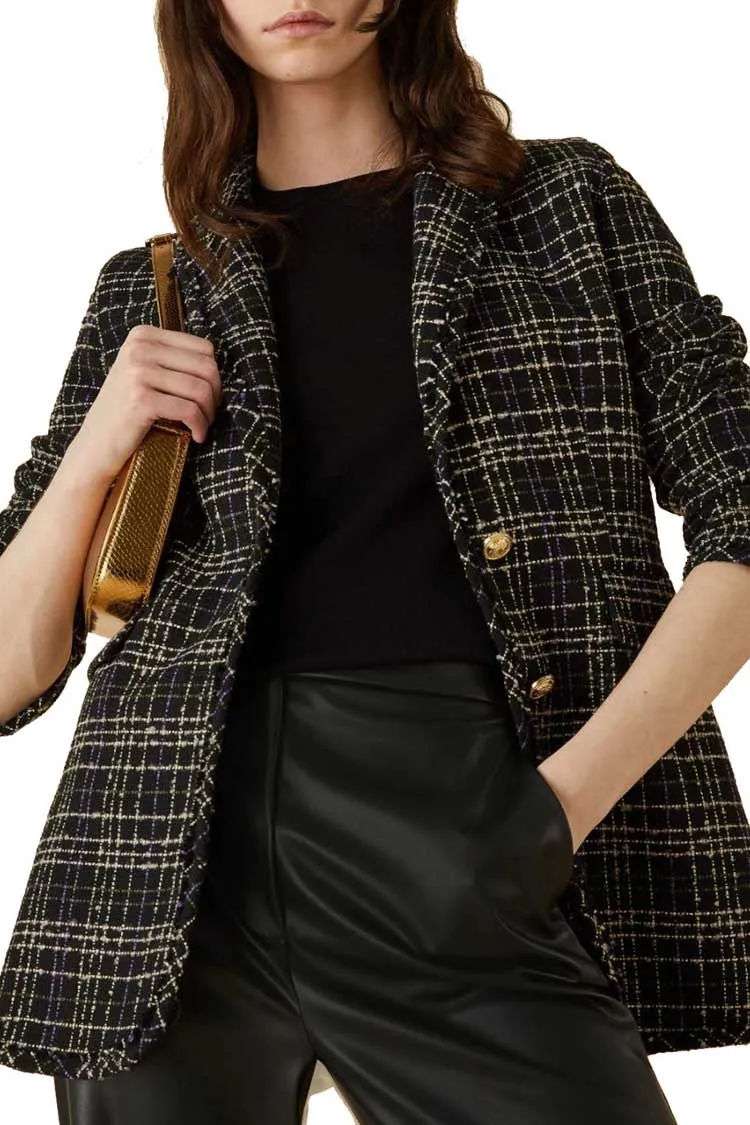 Iarda Check Blazer in Black