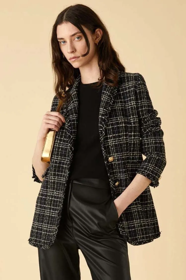 Iarda Check Blazer in Black