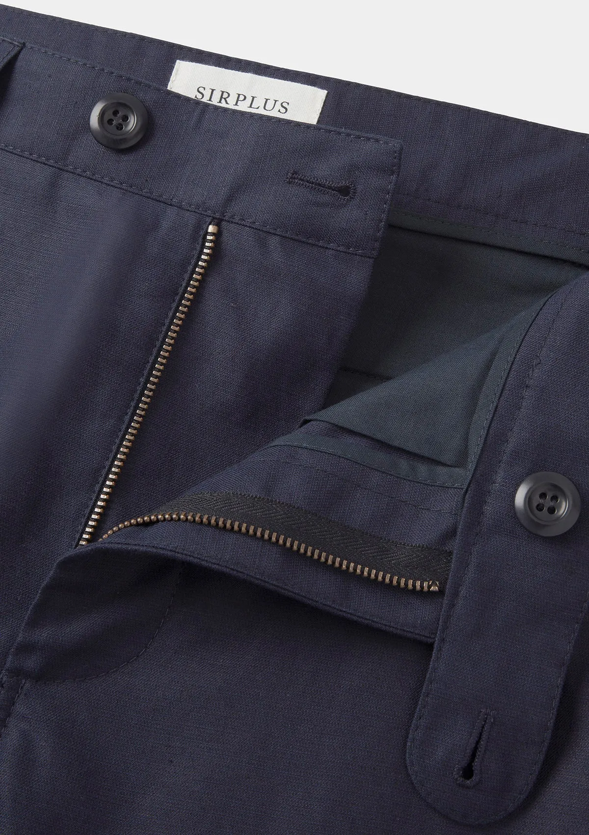 Ink Navy Cotton Linen Trousers