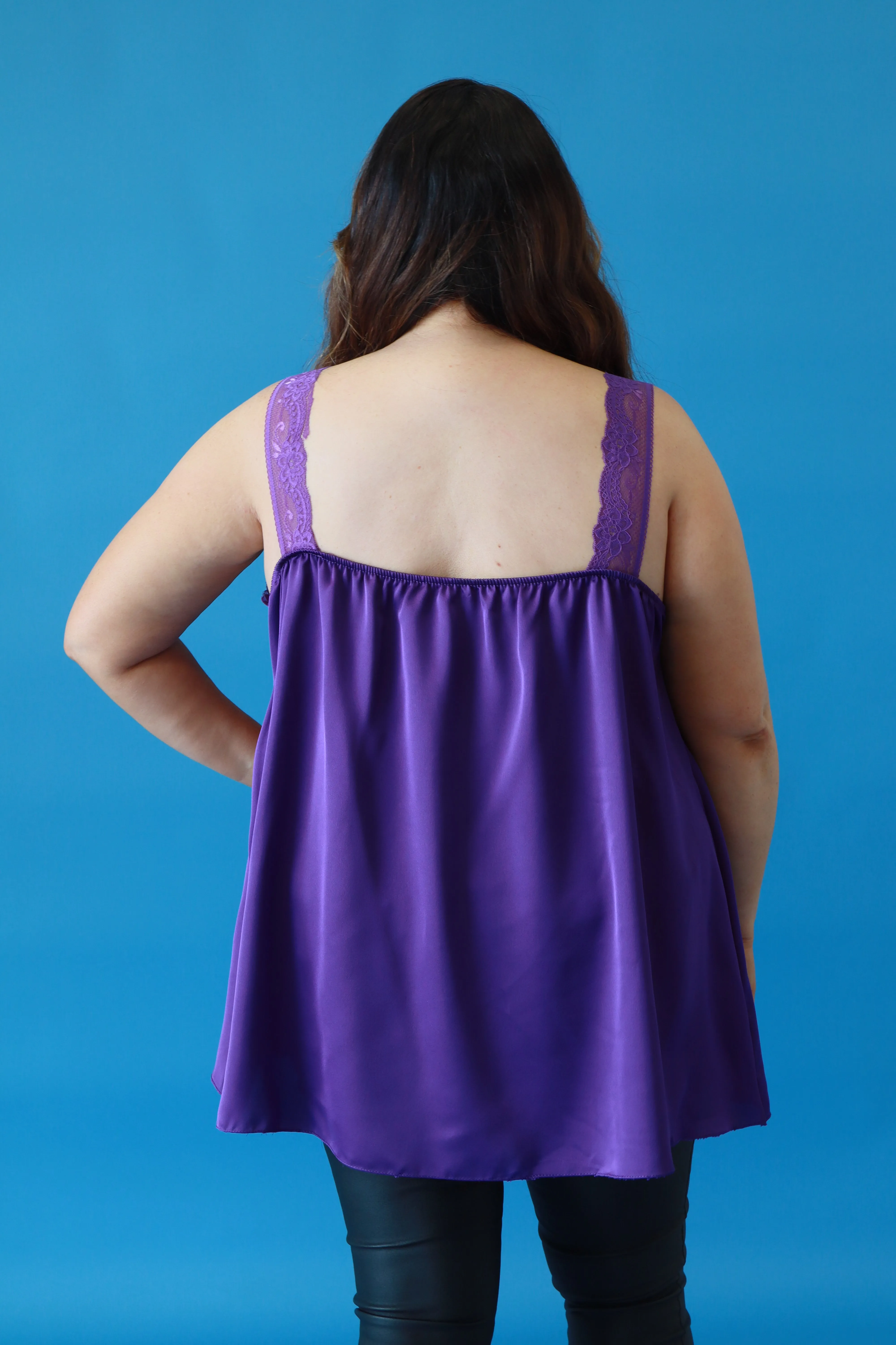 Jade Lace Trim Vest in Purple