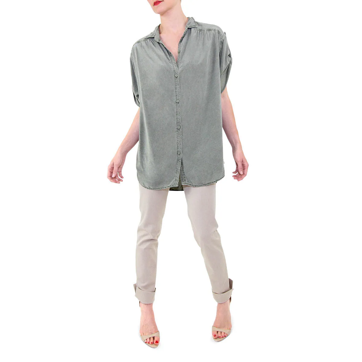 Kaitlyn Button Down Blouse in Army Green