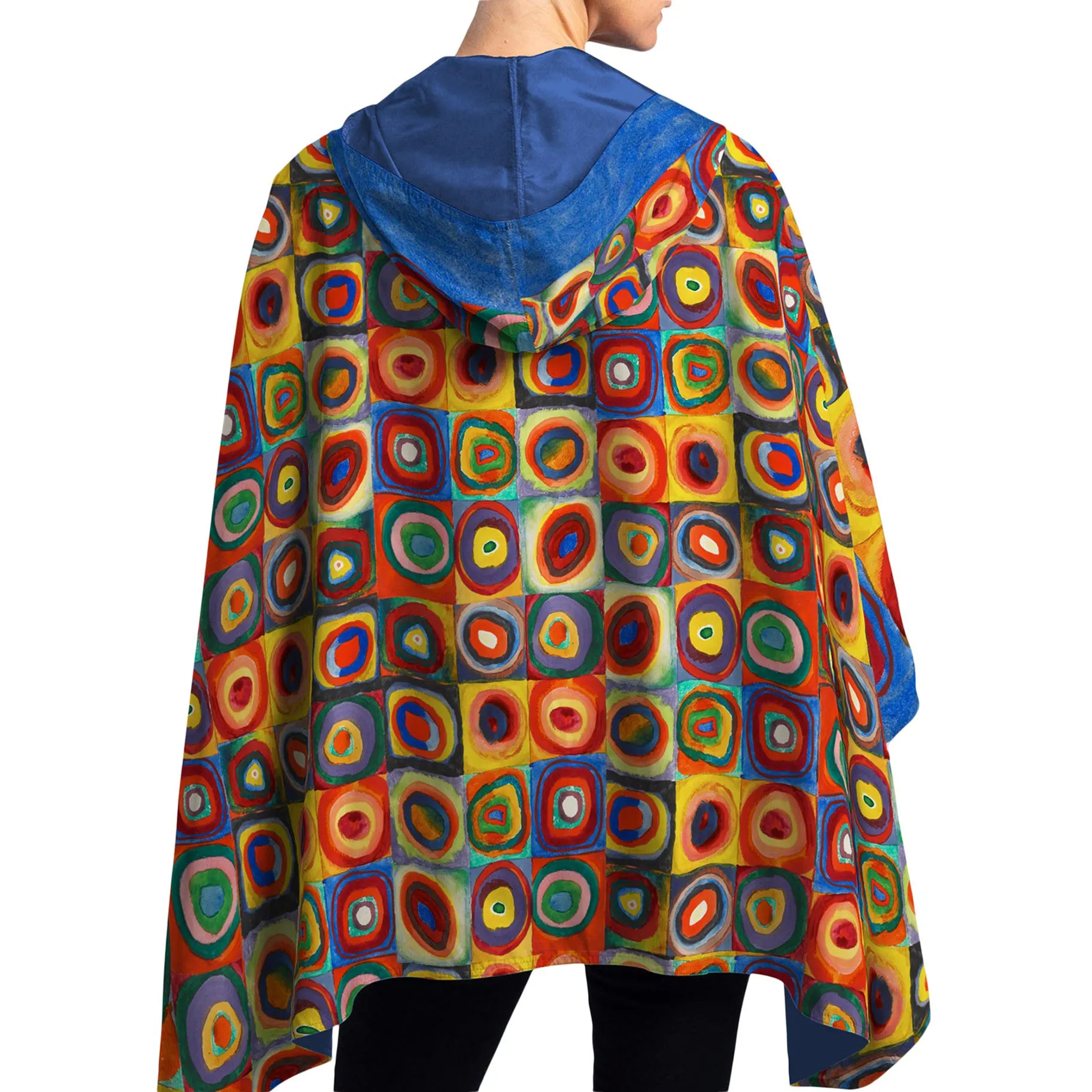 Kandinsky Circles Womens Rain Cape - Rainproof Breathable Rain Poncho