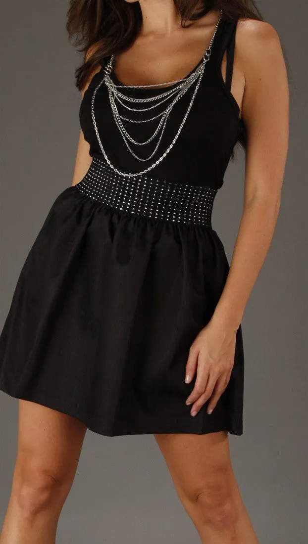 Kimberlina Couture Two Piece Chain Dress in Black