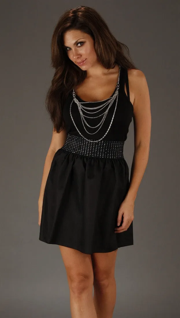 Kimberlina Couture Two Piece Chain Dress in Black