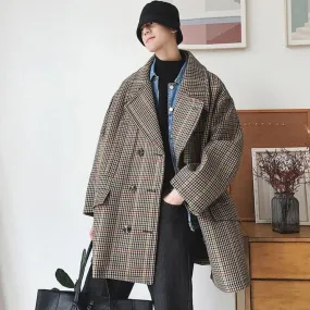 [Korean Style] Diny Plaid Woolen Oversized Jackets