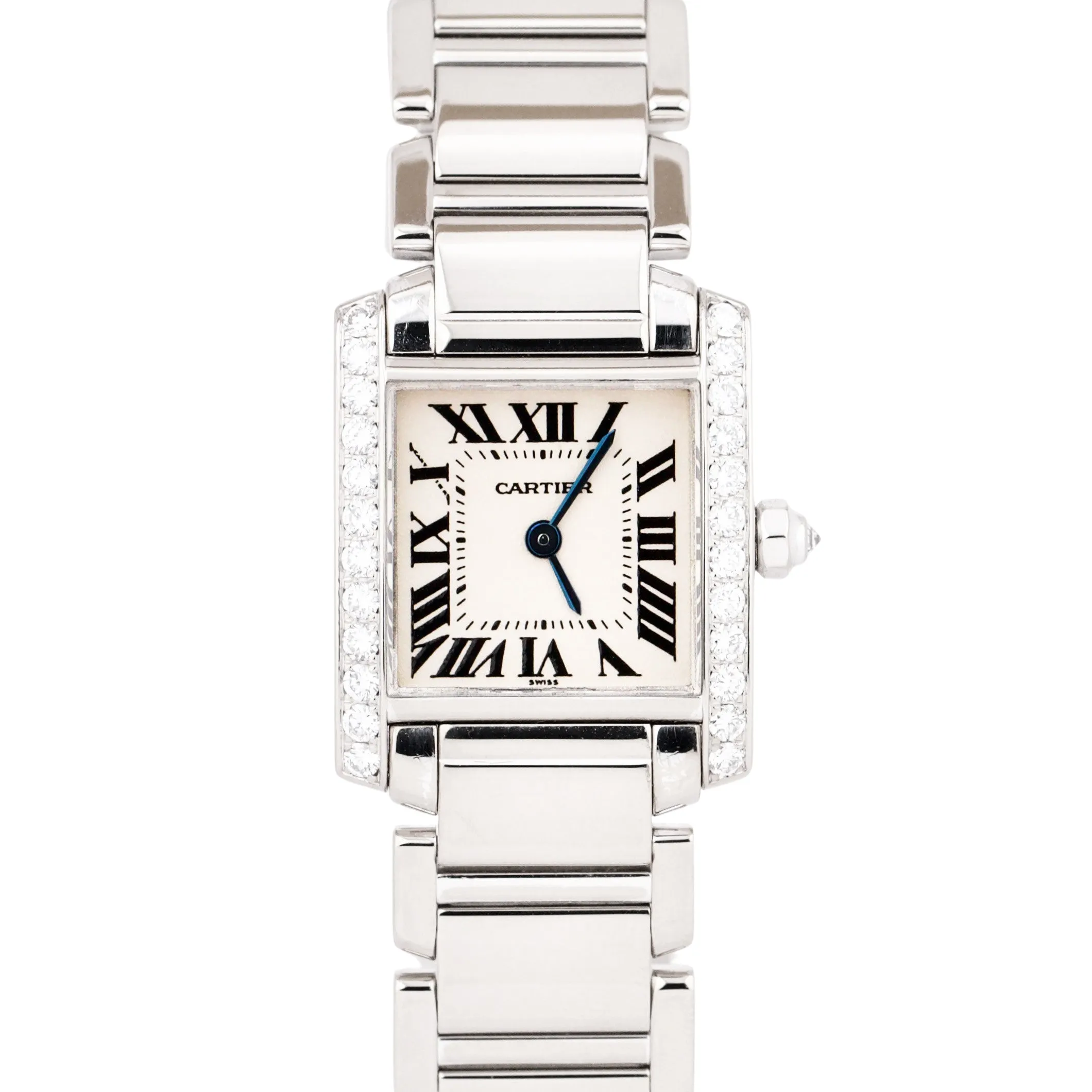 Ladies Cartier Tank Francaise 2365 18K White Gold DIAMOND Quartz WE1002SB Watch