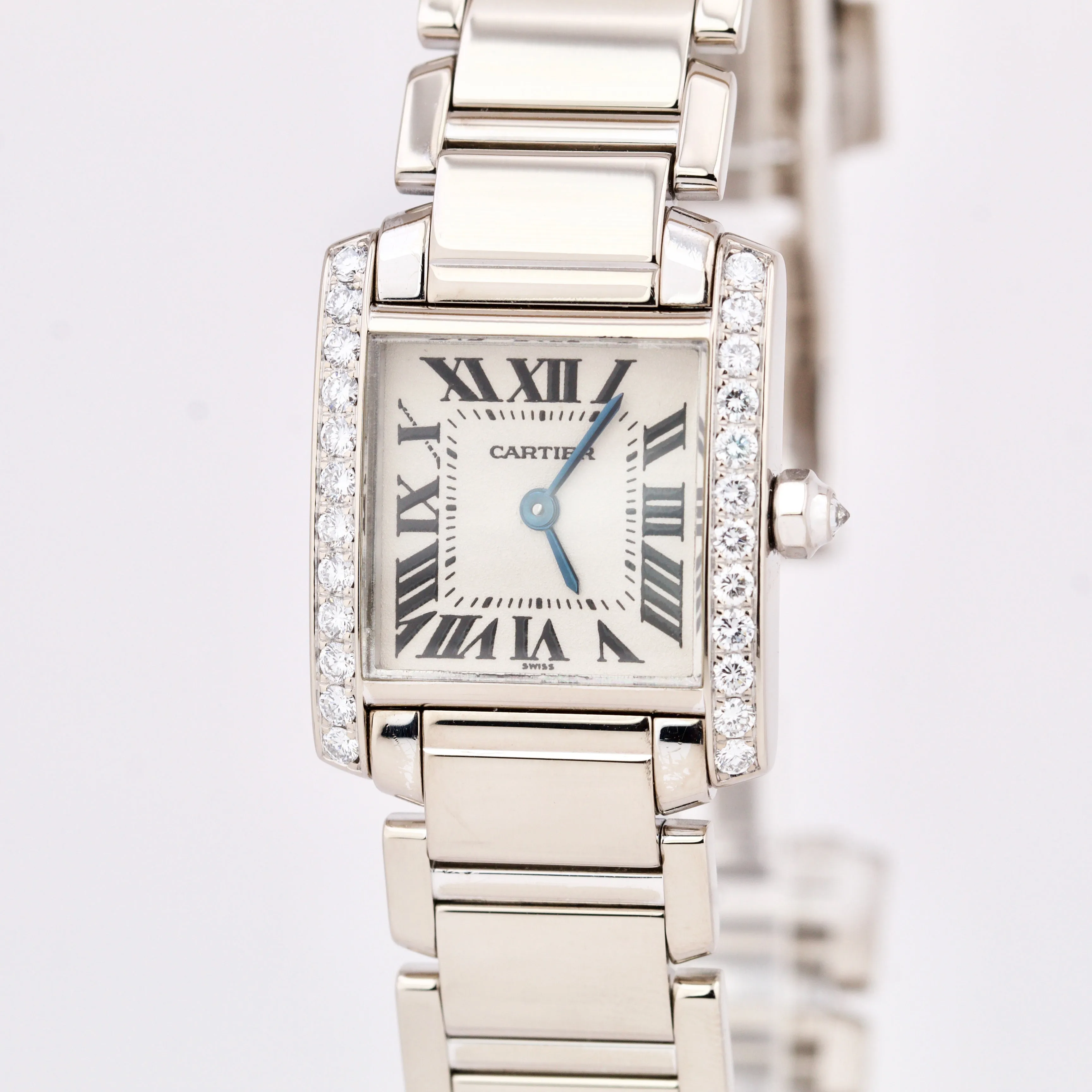 Ladies Cartier Tank Francaise 2365 18K White Gold DIAMOND Quartz WE1002SB Watch