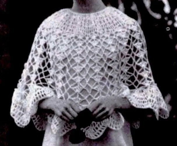 Ladies Lacy Poncho Crochet Pattern, Instant Download