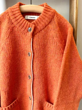 Lambswool Wool Shetland Yarn Cardigan / Clementine