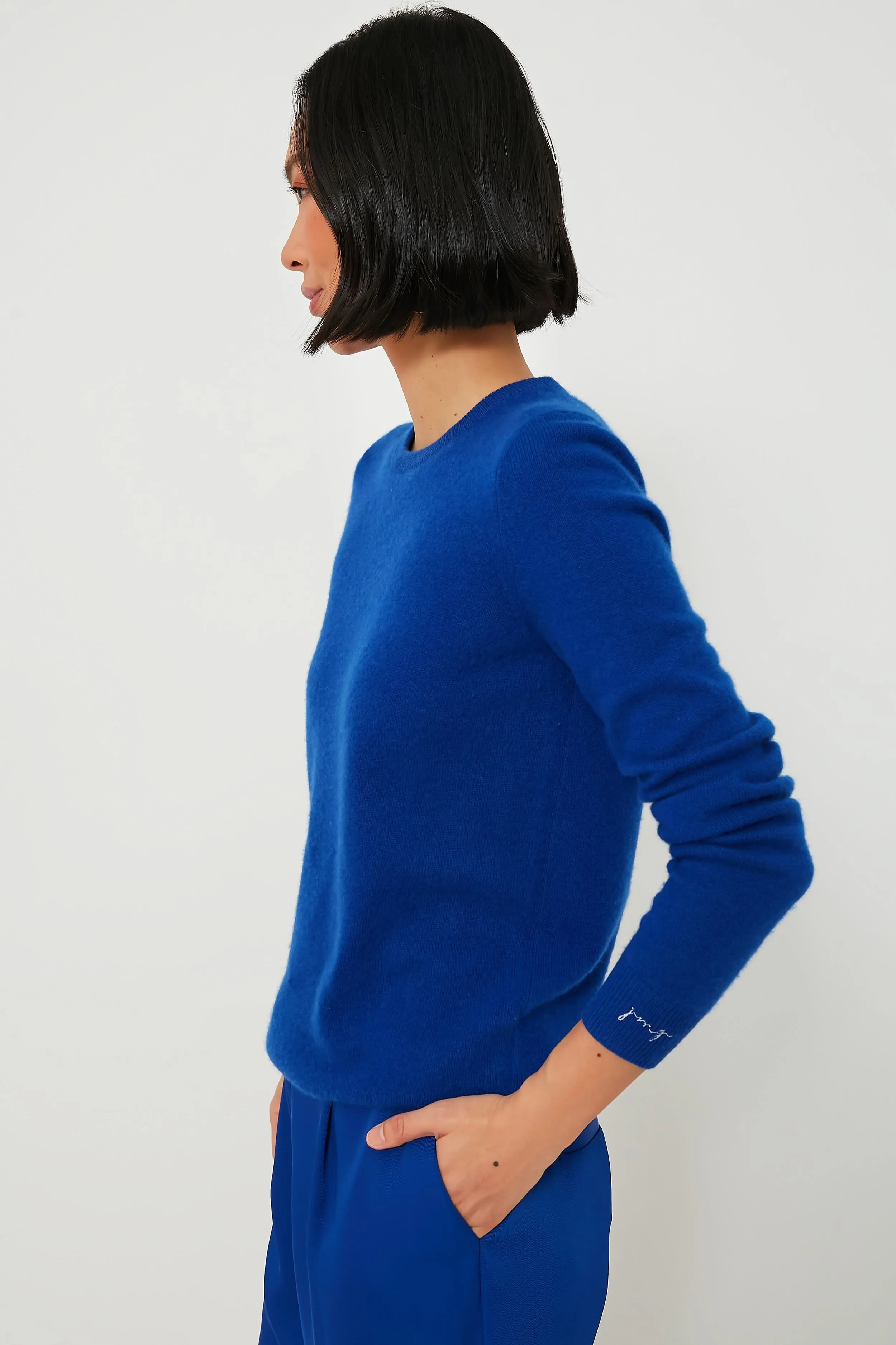 Lapis Blue Cashmere Crewneck Sweater