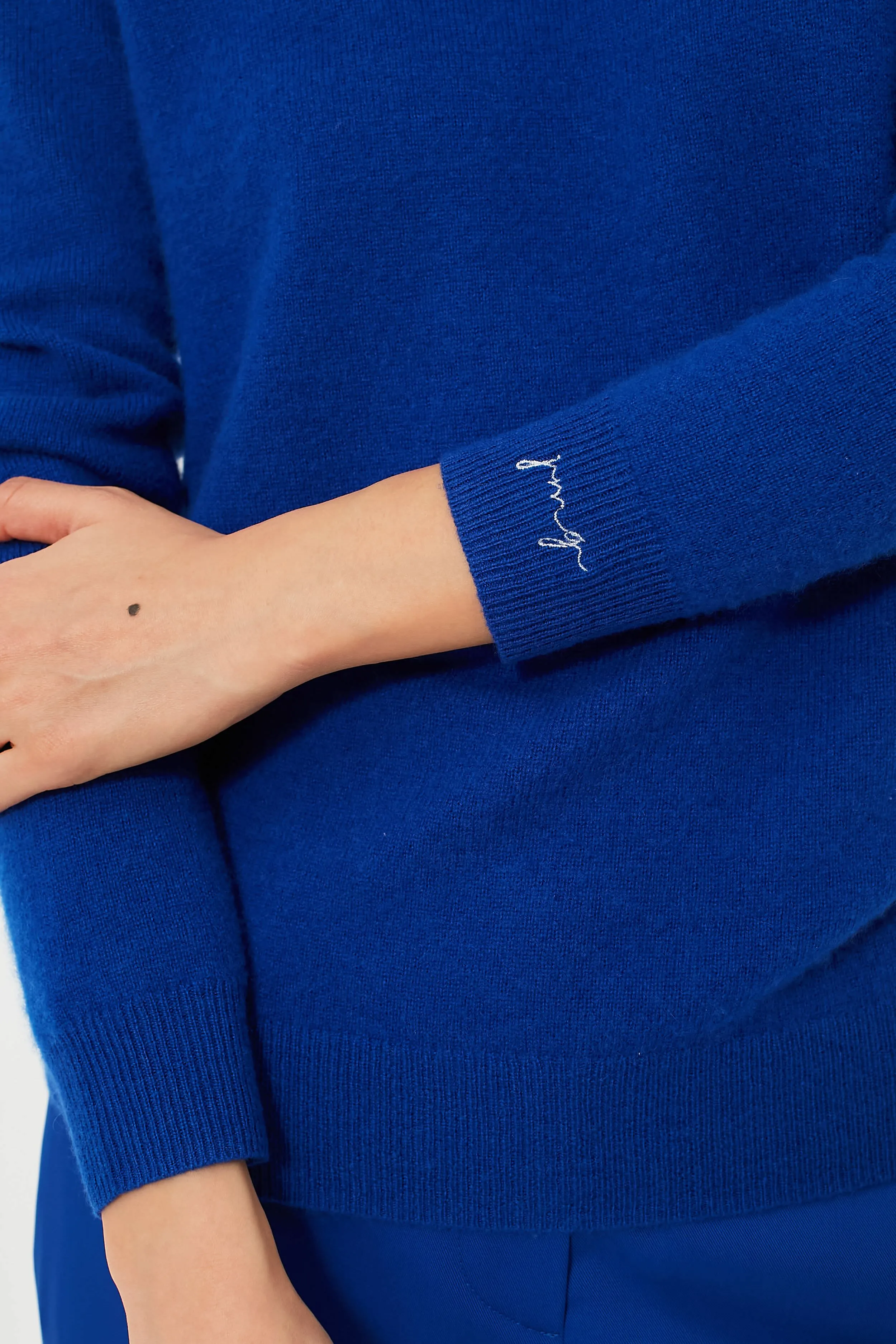 Lapis Blue Cashmere Crewneck Sweater