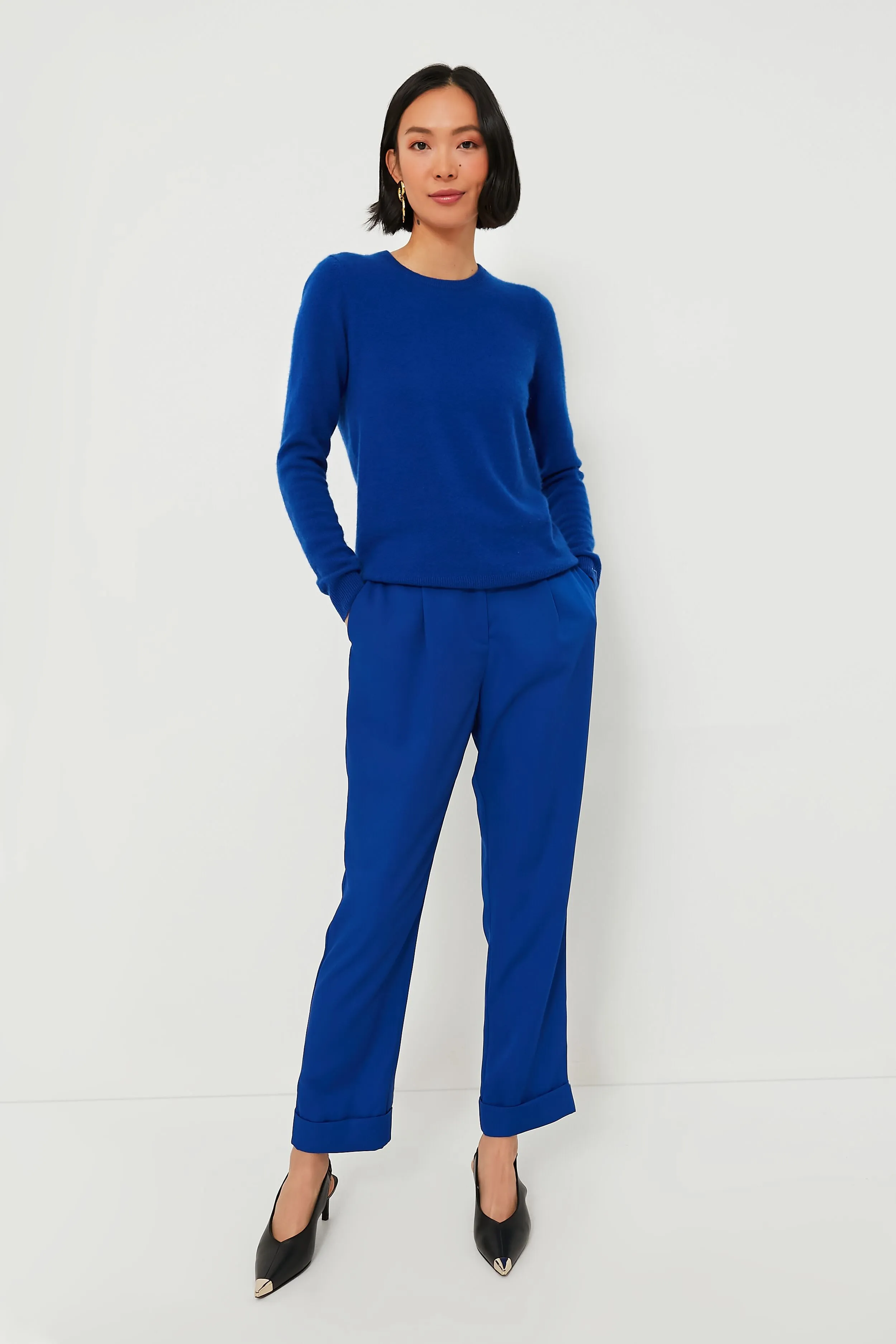 Lapis Blue Cashmere Crewneck Sweater