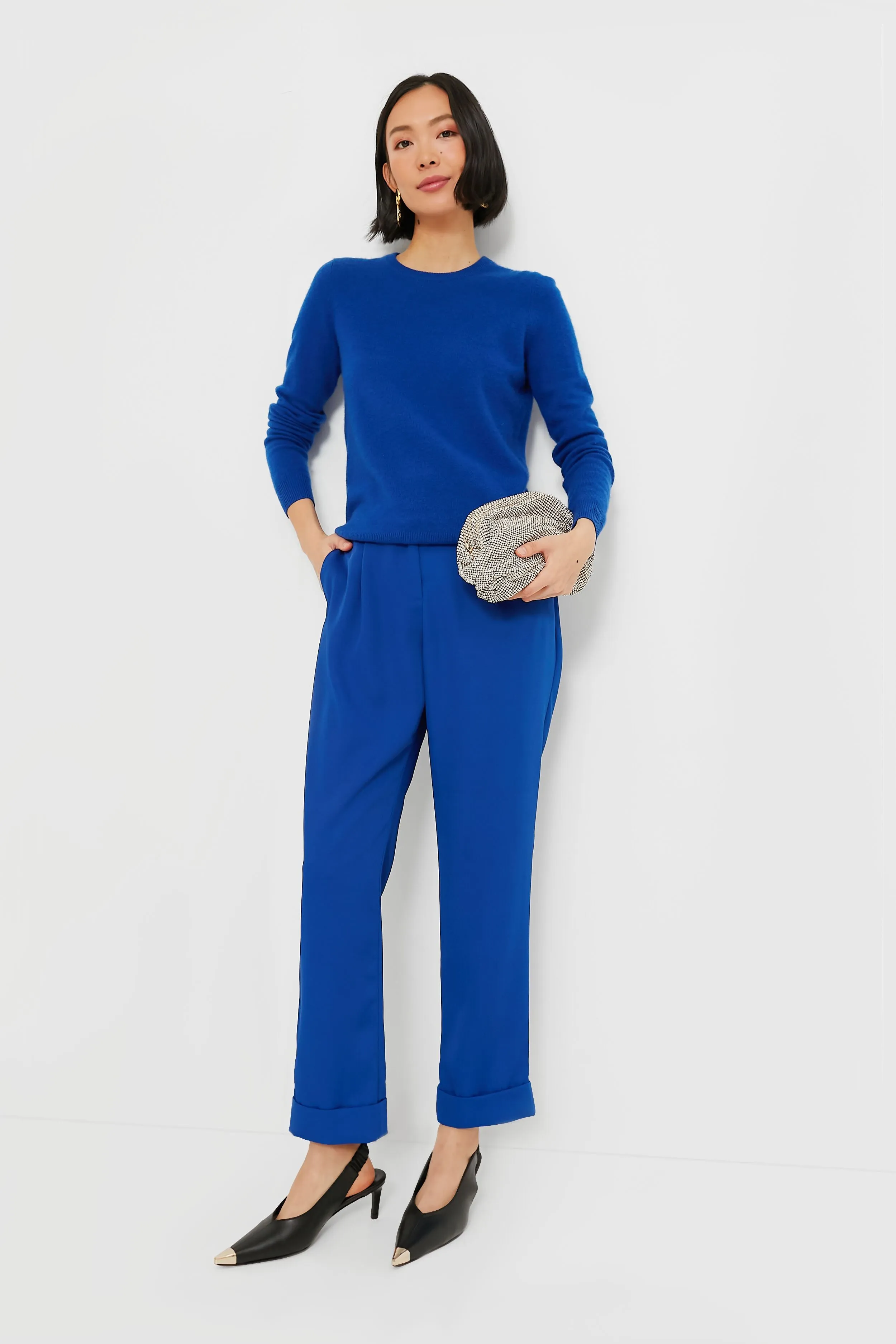 Lapis Blue Cashmere Crewneck Sweater