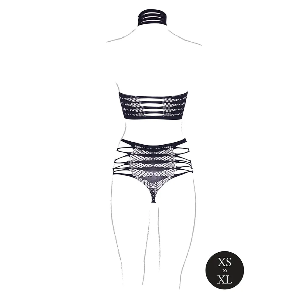 Le Desir Shade Carpo XLVI 2-Piece with Turtleneck, Crop Top & Panty Black O/S