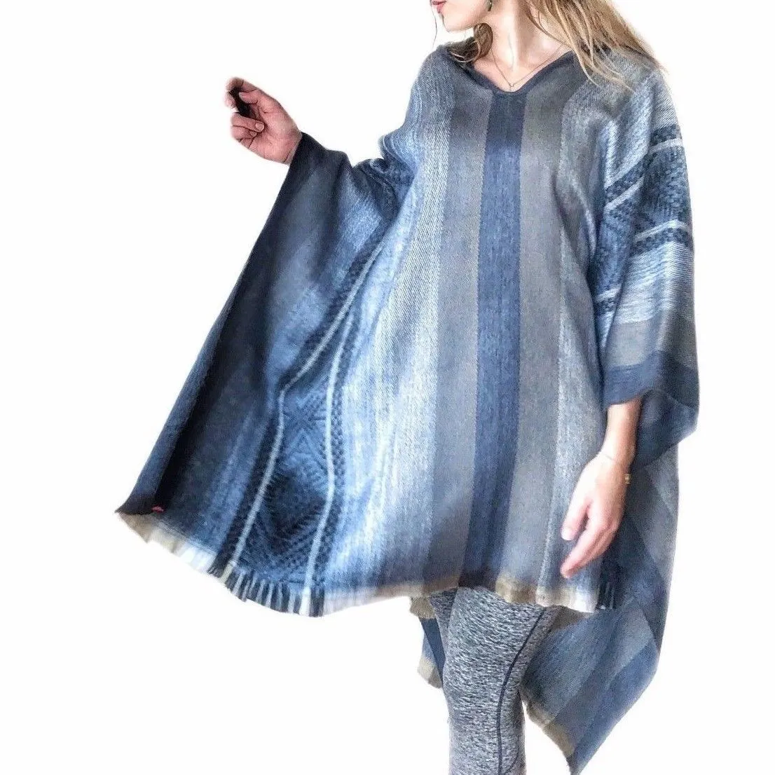 Light Baby Blues Alpaca Poncho