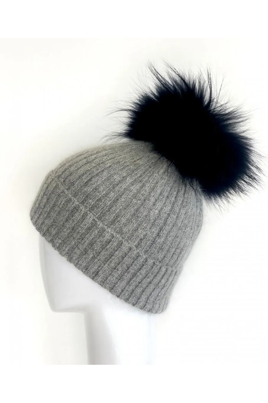 Linda Richards Wool Pom-pom Hat HA-62GRY | Navy