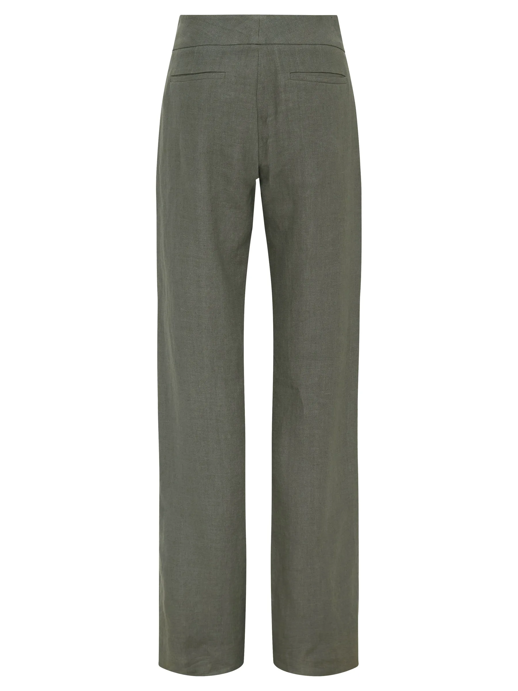 Linen Mid Rise Straight Pants