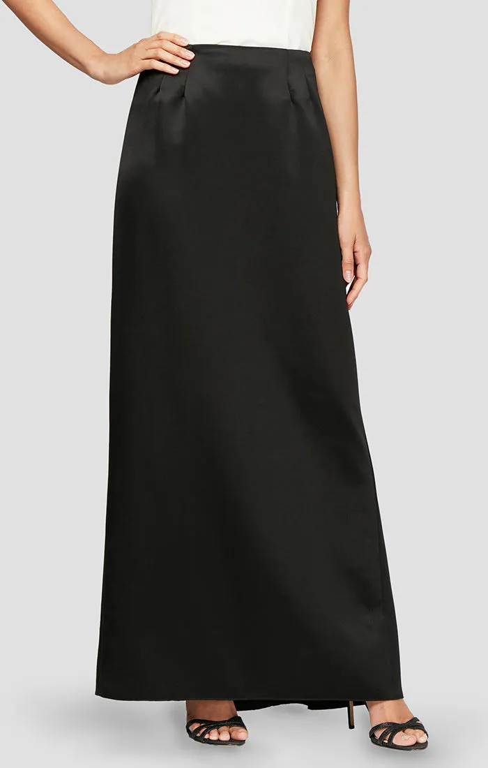 Long Satin Skirt with Fishtail Back Detail