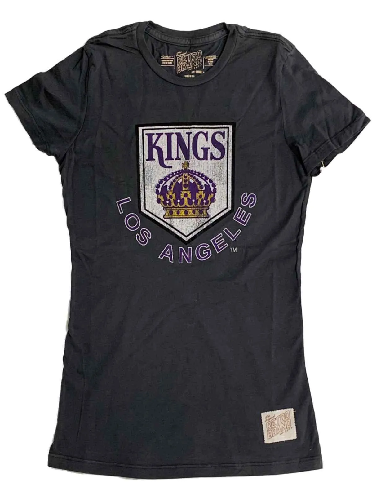 Los Angeles LA Kings Retro Brand WOMEN Gray Cotton Short Sleeve T-Shirt