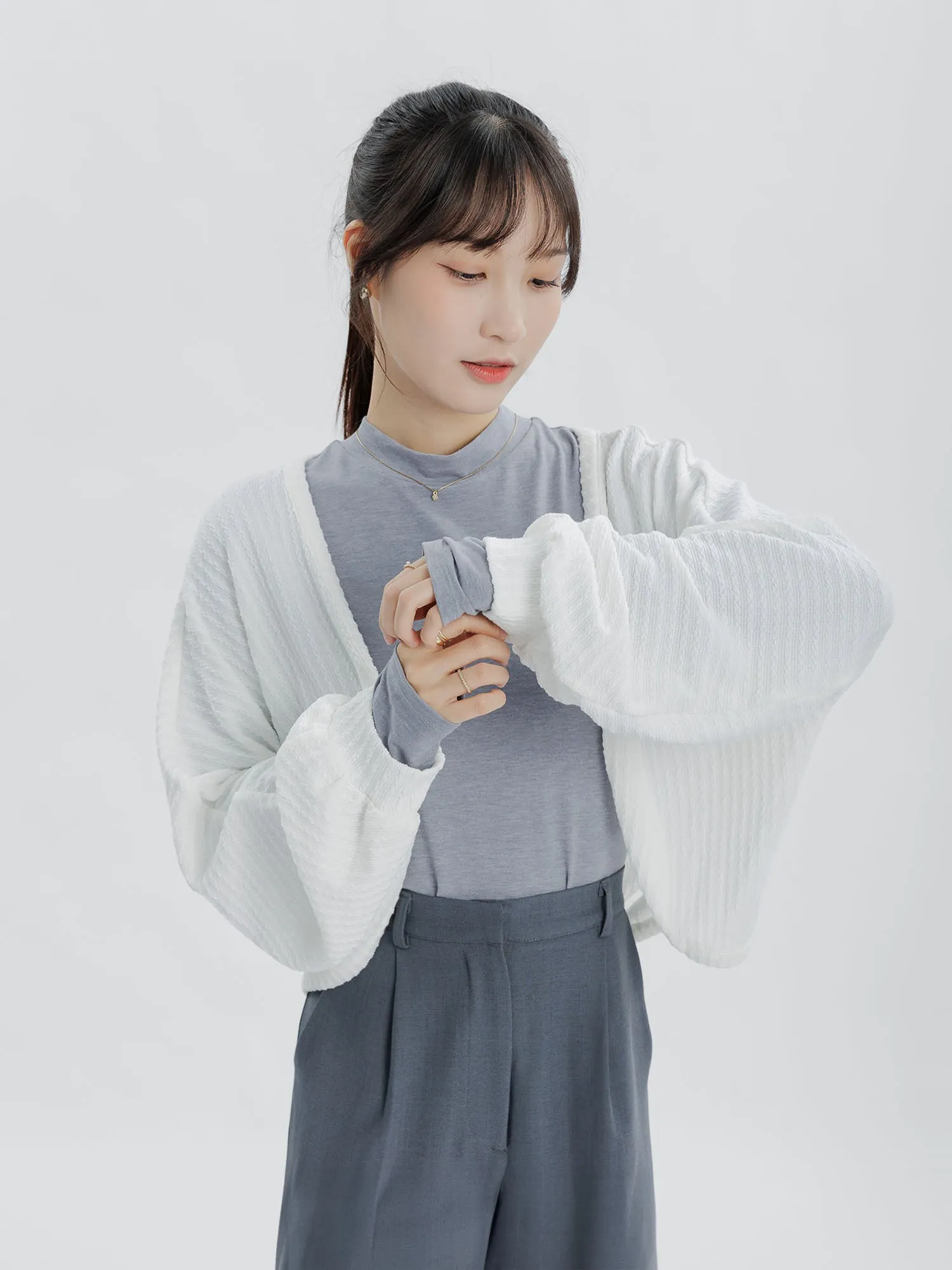 Luminis Open Cable-Knit Cardigan