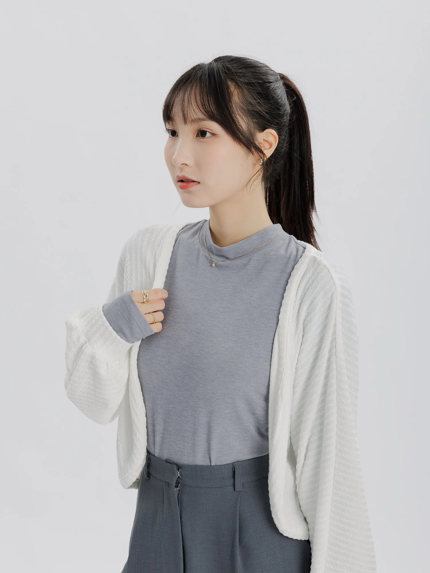 Luminis Open Cable-Knit Cardigan