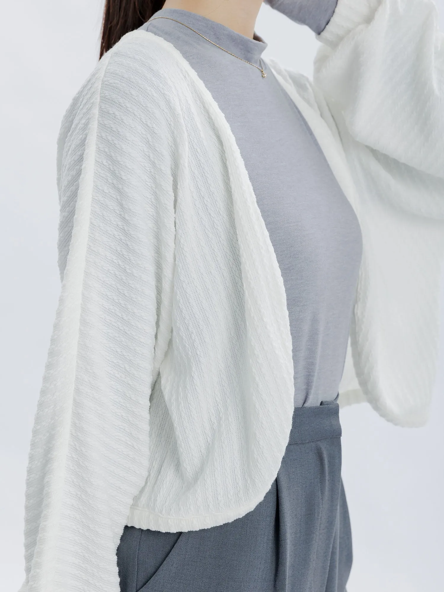 Luminis Open Cable-Knit Cardigan