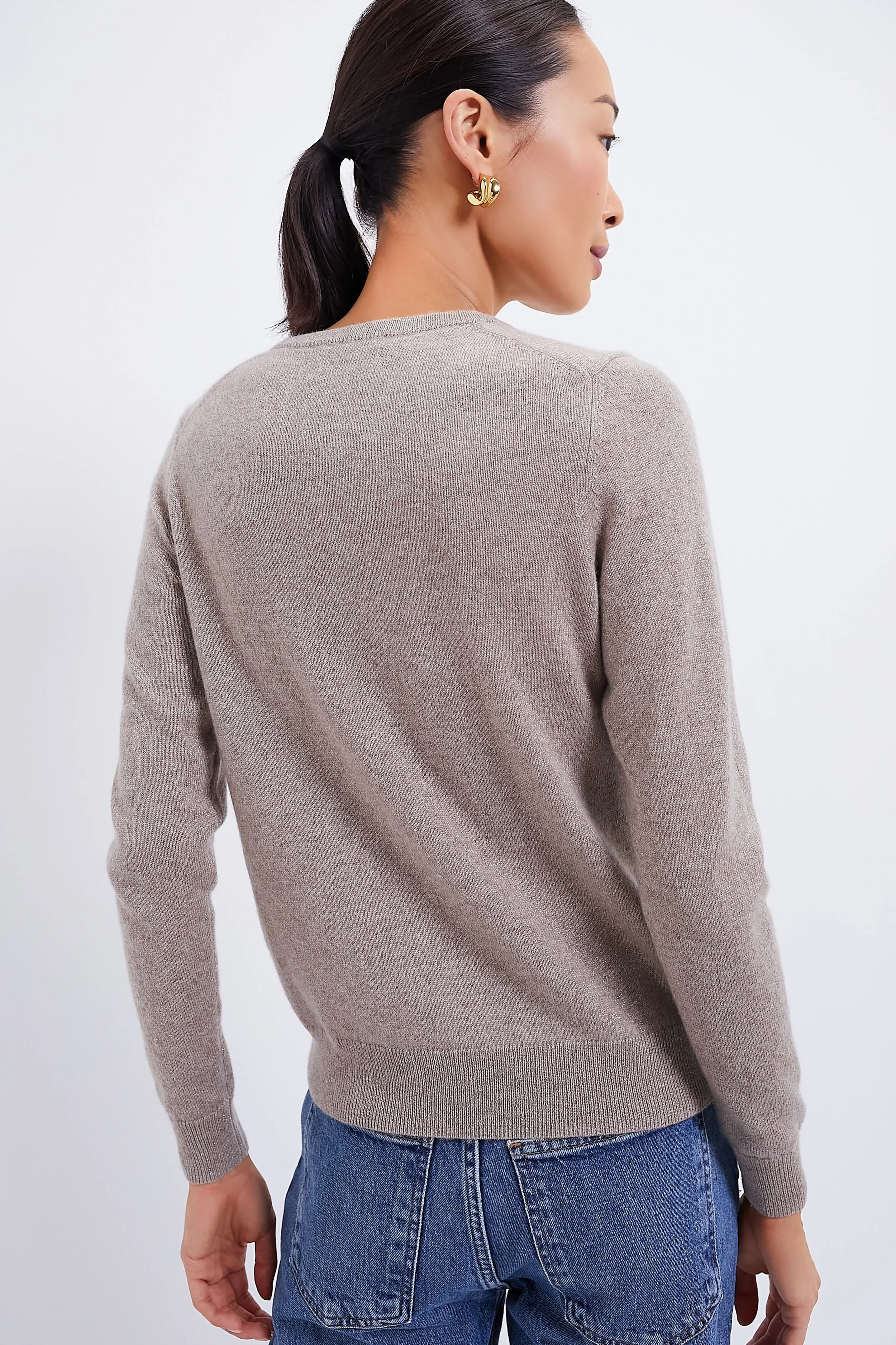 Lurex Wheat Cashmere Crewneck Sweater