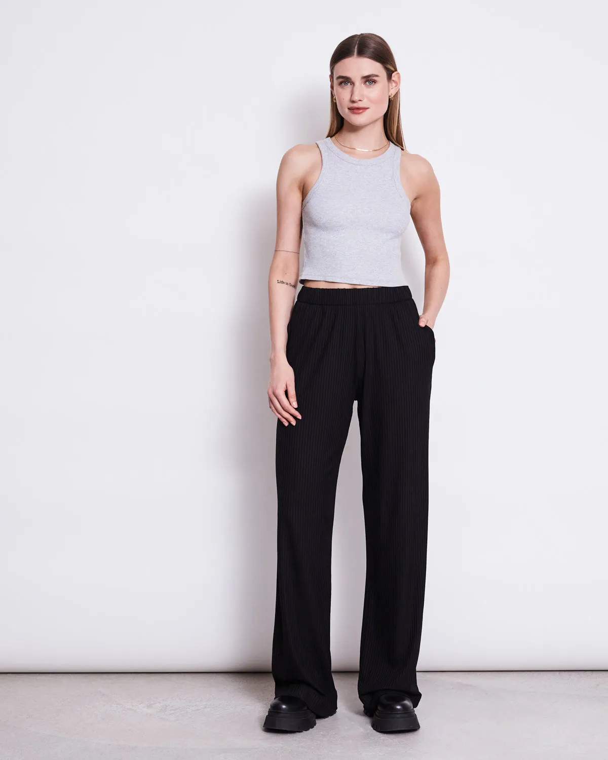 LYOCELL RIB PANTS SMILLA BLACK