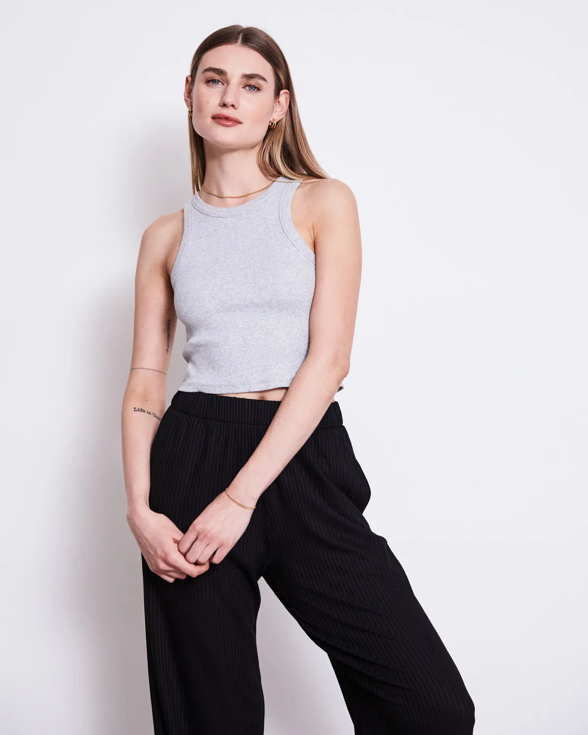 LYOCELL RIB PANTS SMILLA BLACK