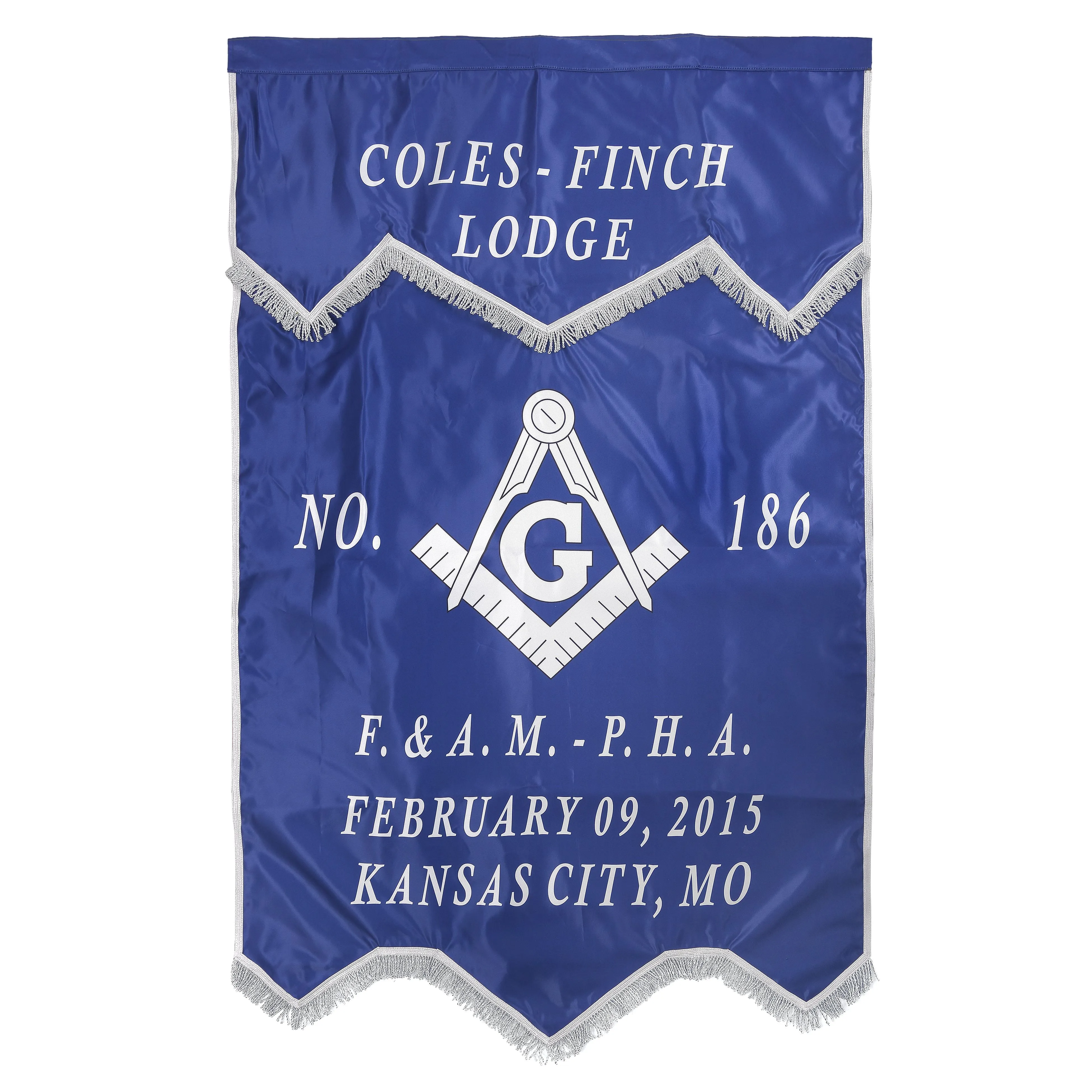 Master Mason Blue Lodge Banner - Printed With Silver Braid & Fringe