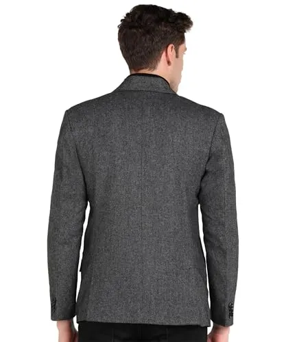 Men Self Design Single Breasted Casual, Formal, Party Blazer (Grey) (X-LARGE)