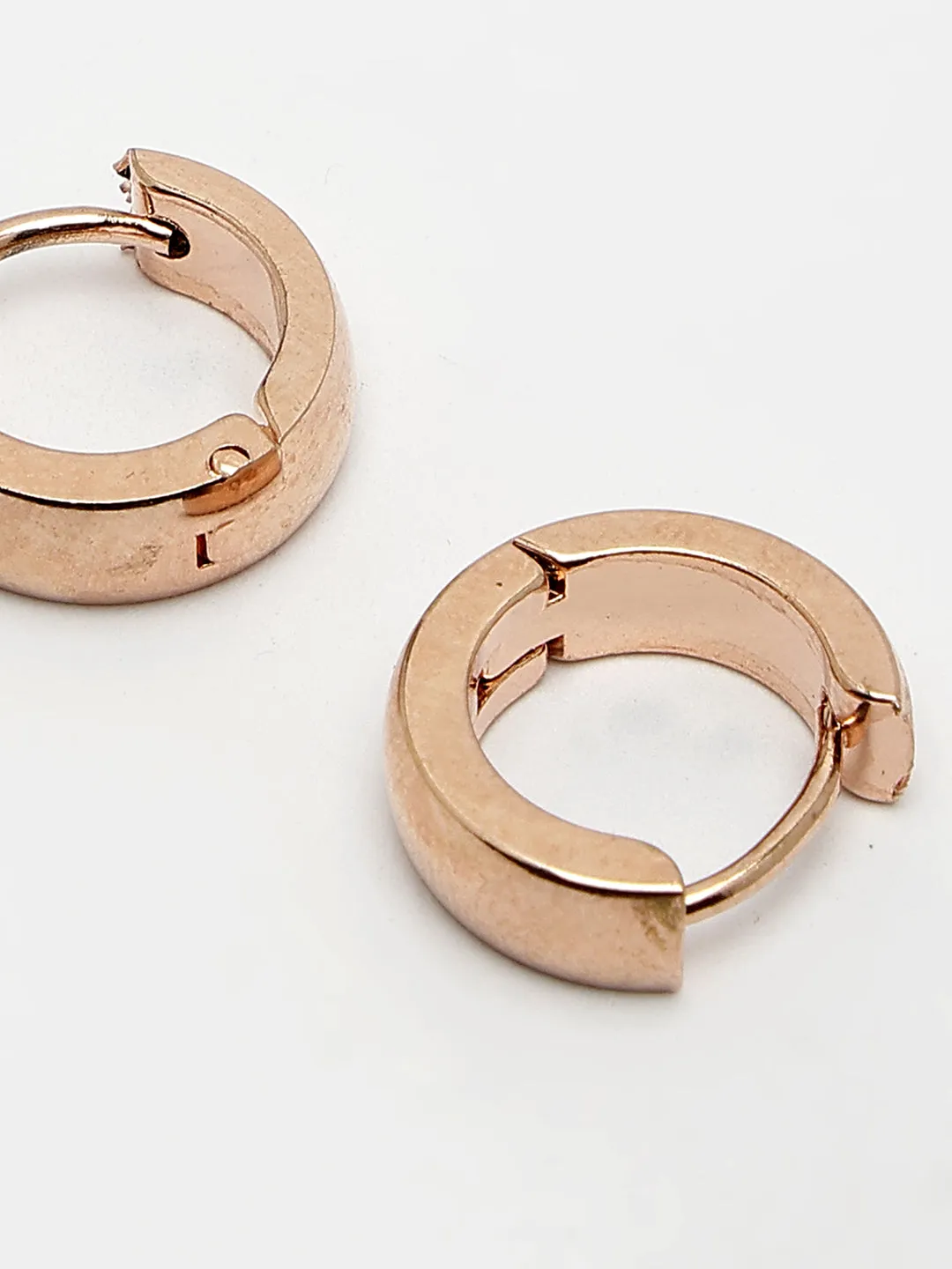 Men's Rose Gold Stainless Steel Hoop Earrings - NVR