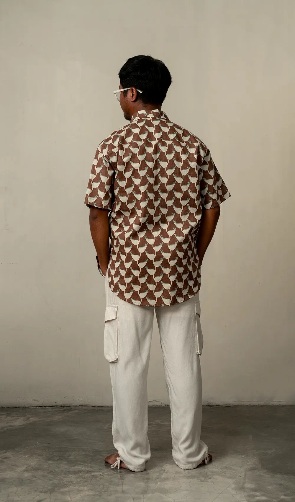 Men's Short Sleeved Shirt Heliconia Cocoa Slate, 4 sizes