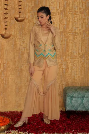 METTLE - Beige Georgette Blazer Set