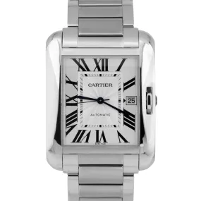 MINT Cartier Tank Anglaise XL Silver Steel 37mm Automatic Watch 3507 W520394