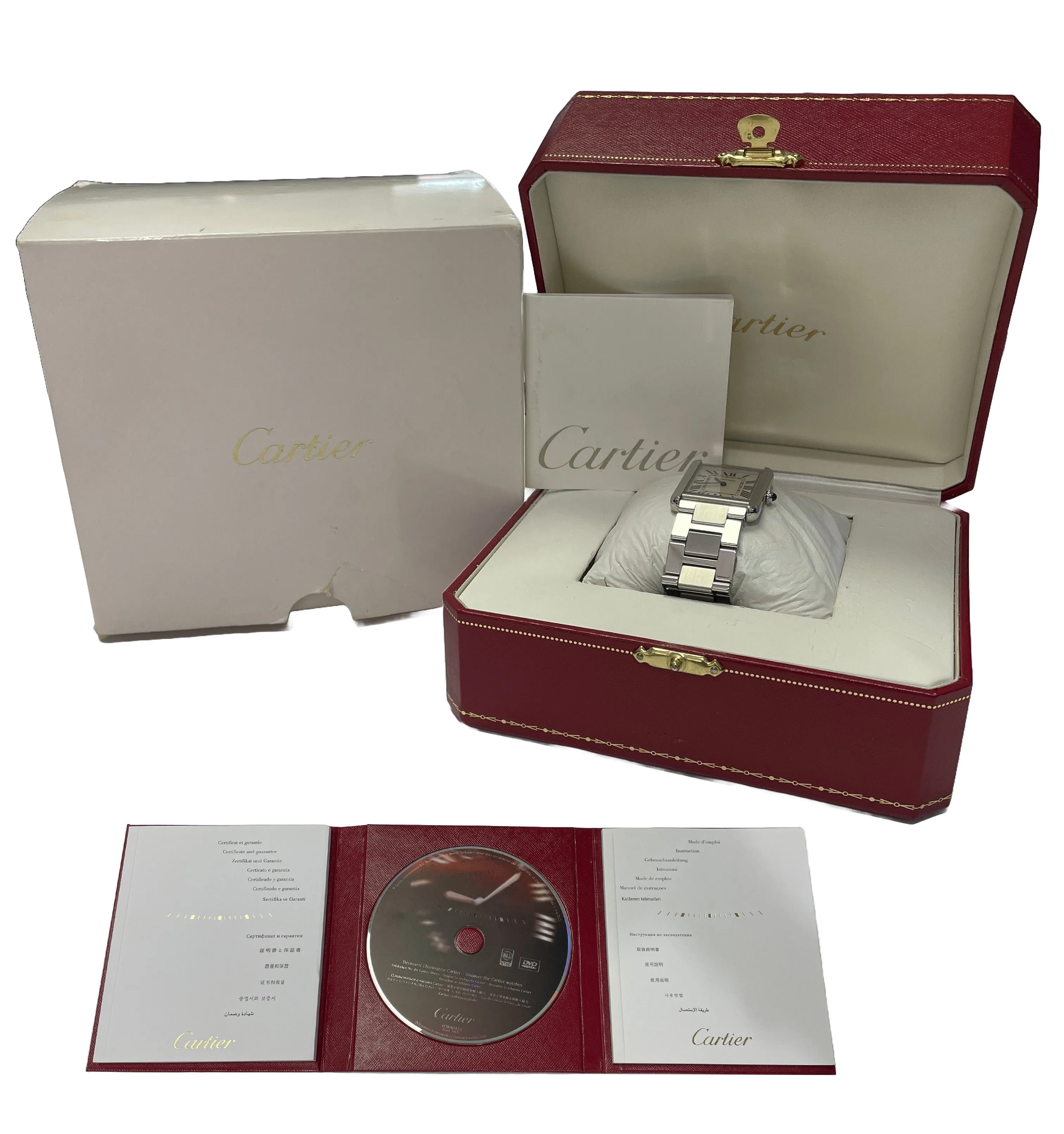 MINT PAPERS Cartier Tank Solo Large Steel Ivory Roman Quartz 3169 / W5200014 BOX