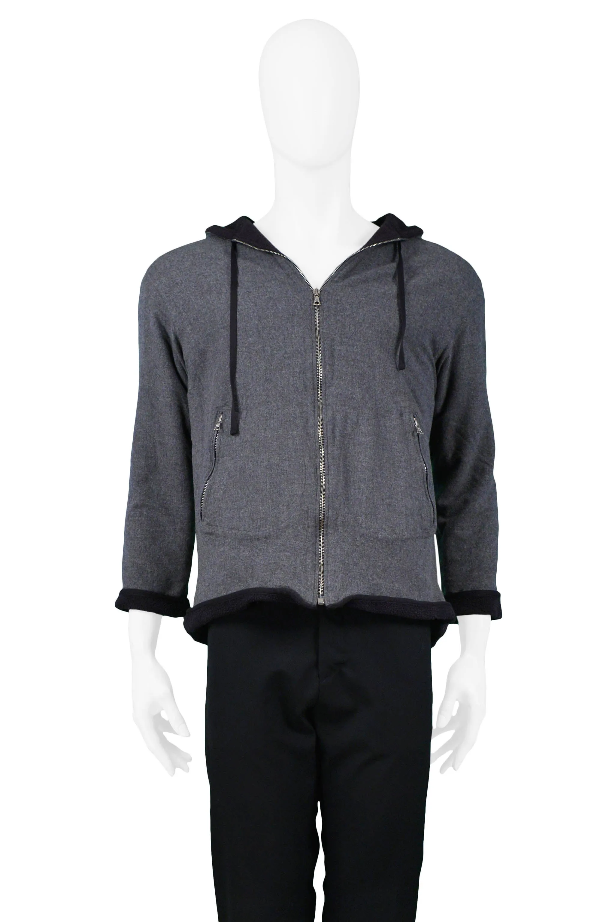 MIU MIU GREY FLEECE HOODED SWEAT JACKET