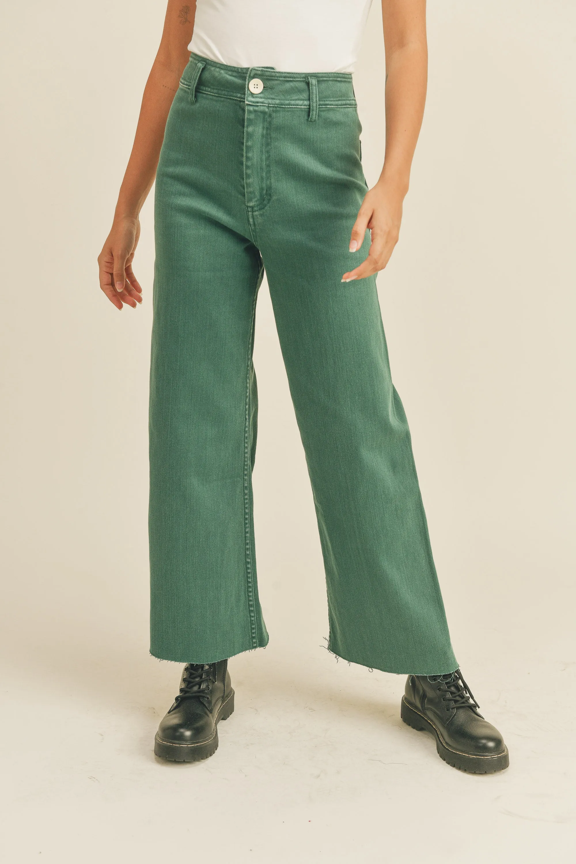 Mona Straight Wide Leg Denim in Jade